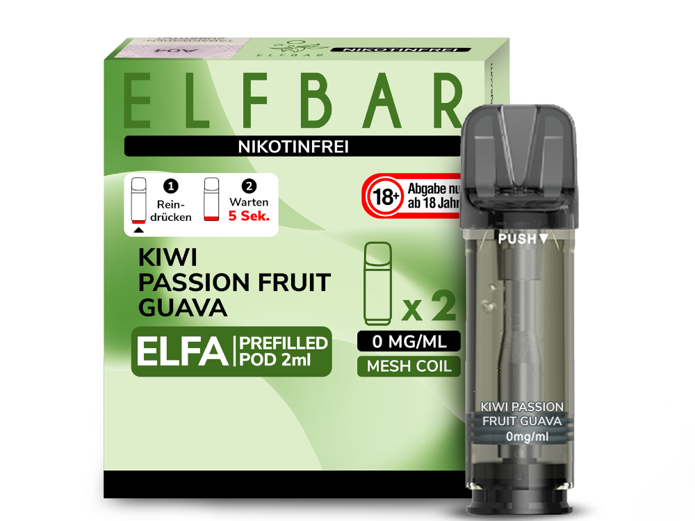ELFBAR ELFA Pods 2Stk - Kiwi Passion Fruit Guava (Nikotinfrei)