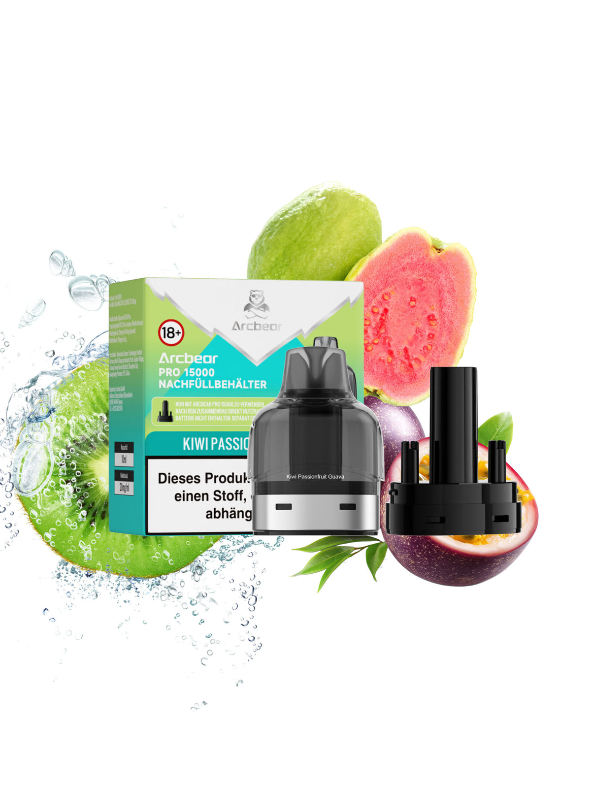 Arcbear Pro 15000 Pod Kiwi Passionfruit Guava Nachfüllset 0+10 ml