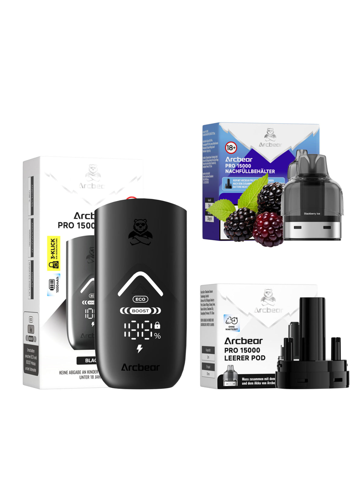 Arcbear Pro 15000 Starterset Blackberry Ice