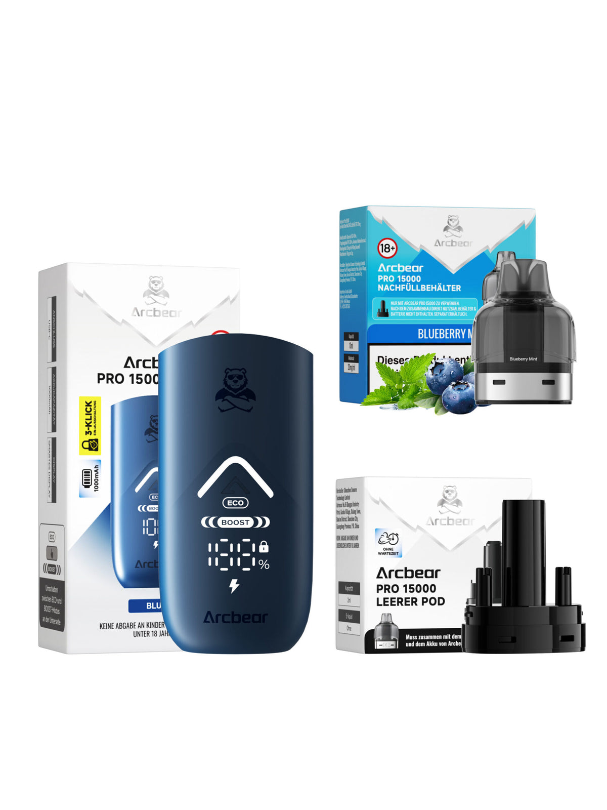 Arcbear Pro 15000 Starterset Blueberry Mint