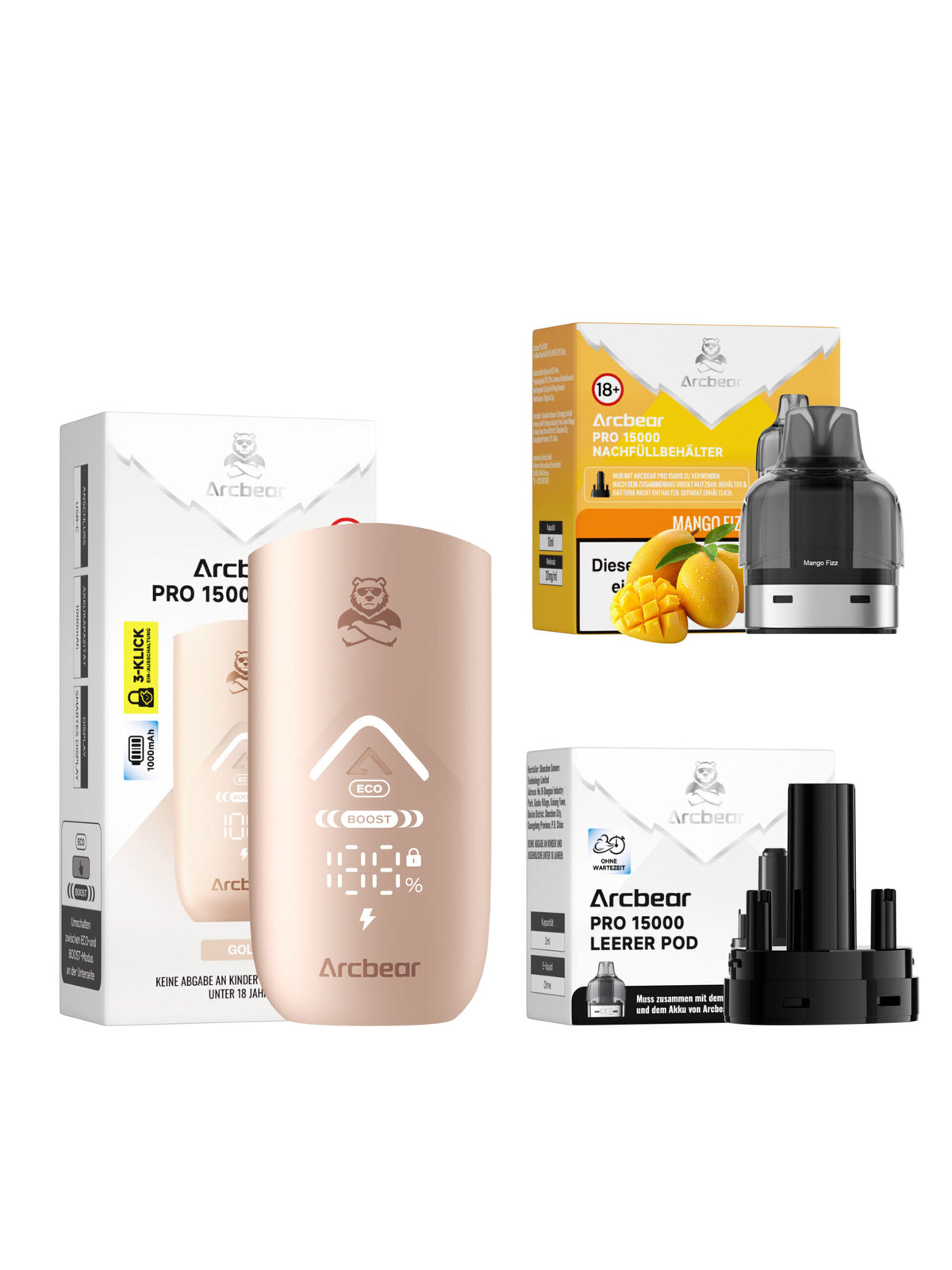 Arcbear Pro 15000 Starterset Mango Fizz