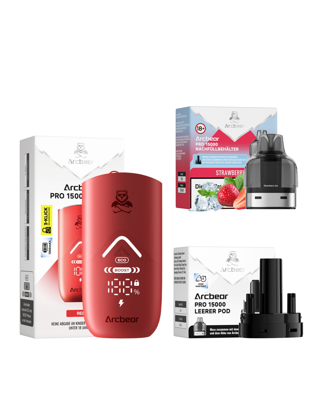 Arcbear Pro 15000 Starterset Strawberry Ice