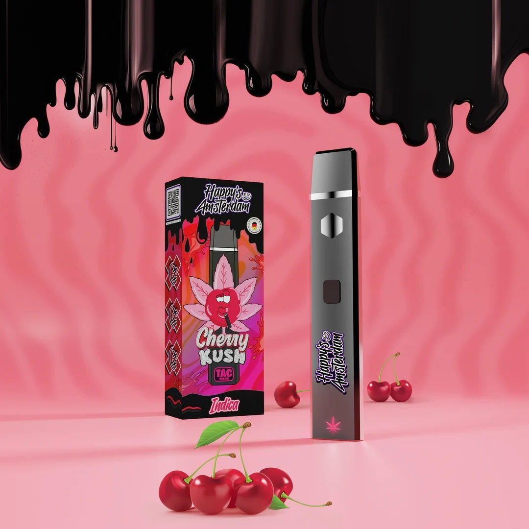 Happys Amsterdam Cherry Kush TAC Vape Indica für Entspannung am Abend