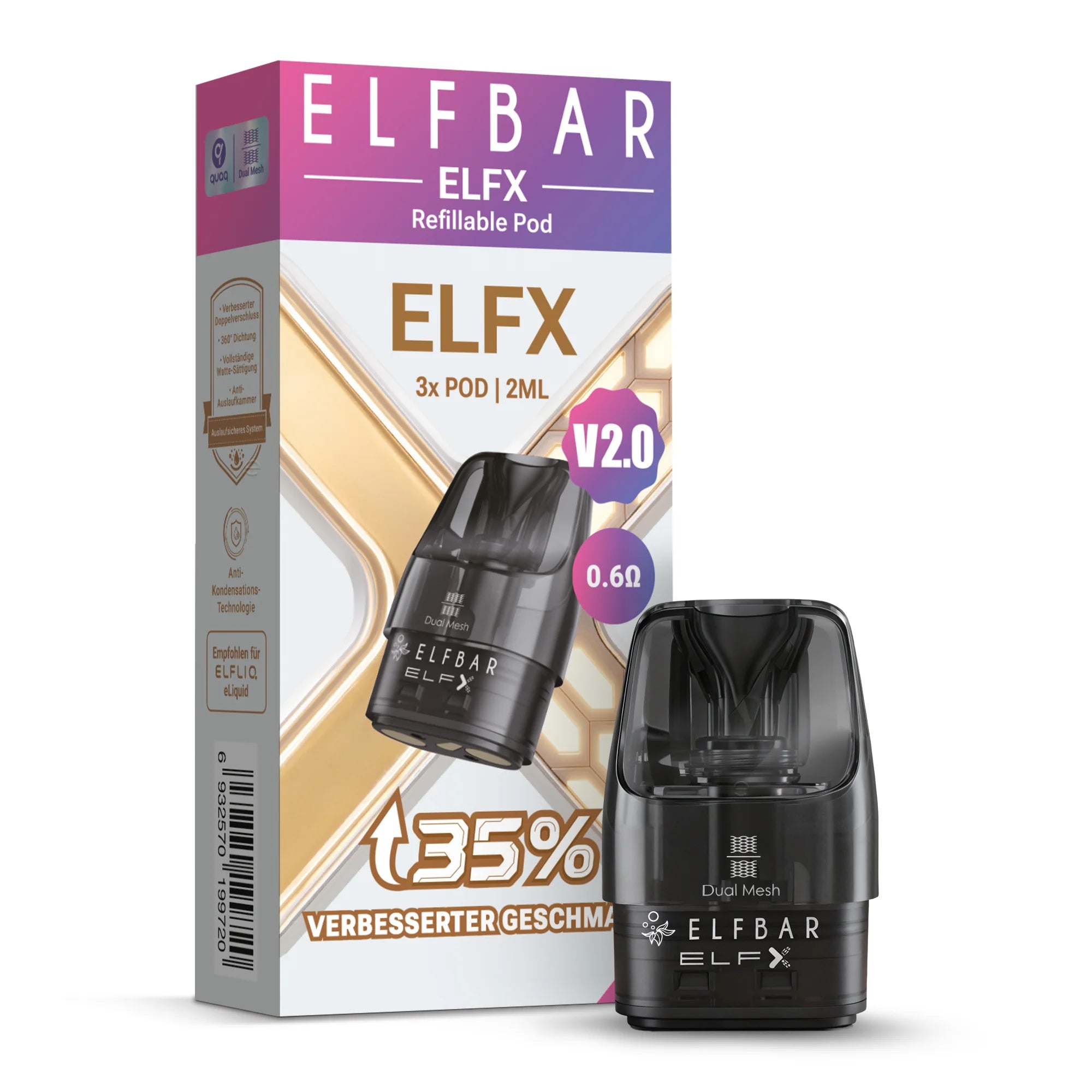 Elf Bar ELFX V2.0 Refillable Pod 0,6 Ohm – nachfüllbarer Pod 3er Pack