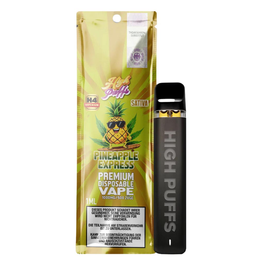 High Puffs H4 Superior Vape Orange Bud 1ml Sativa Einweg Pen mit 1000mg H4-Stärke.
