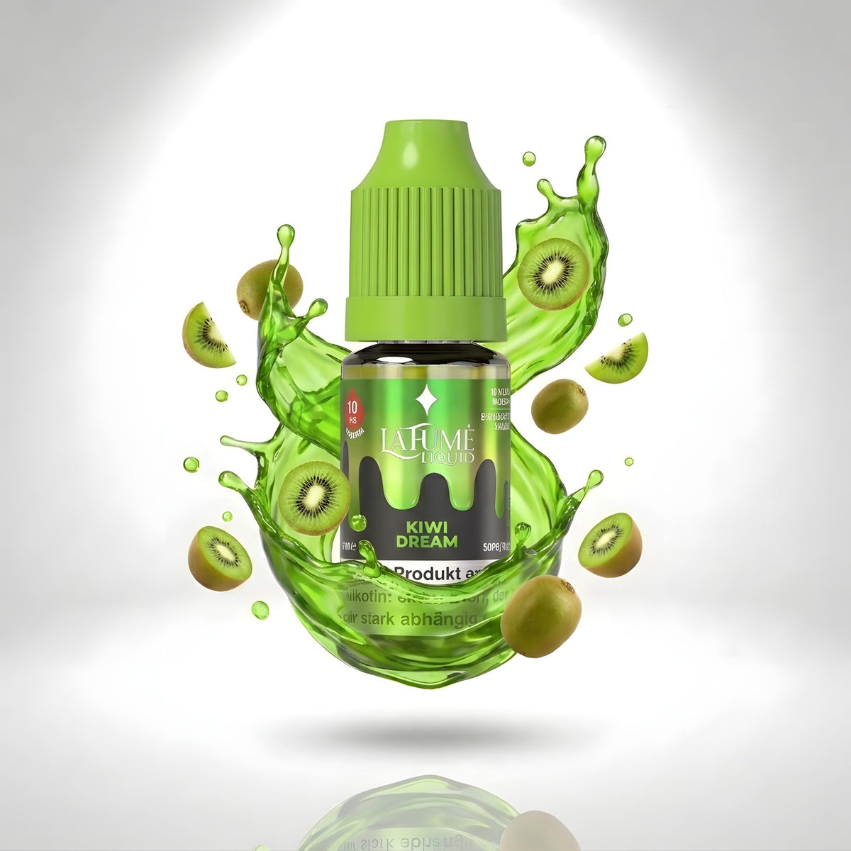 La Fume Liquid Kiwi Dream 10 mg/ml, Flasche im farbigen Flüssigkeitssplash
