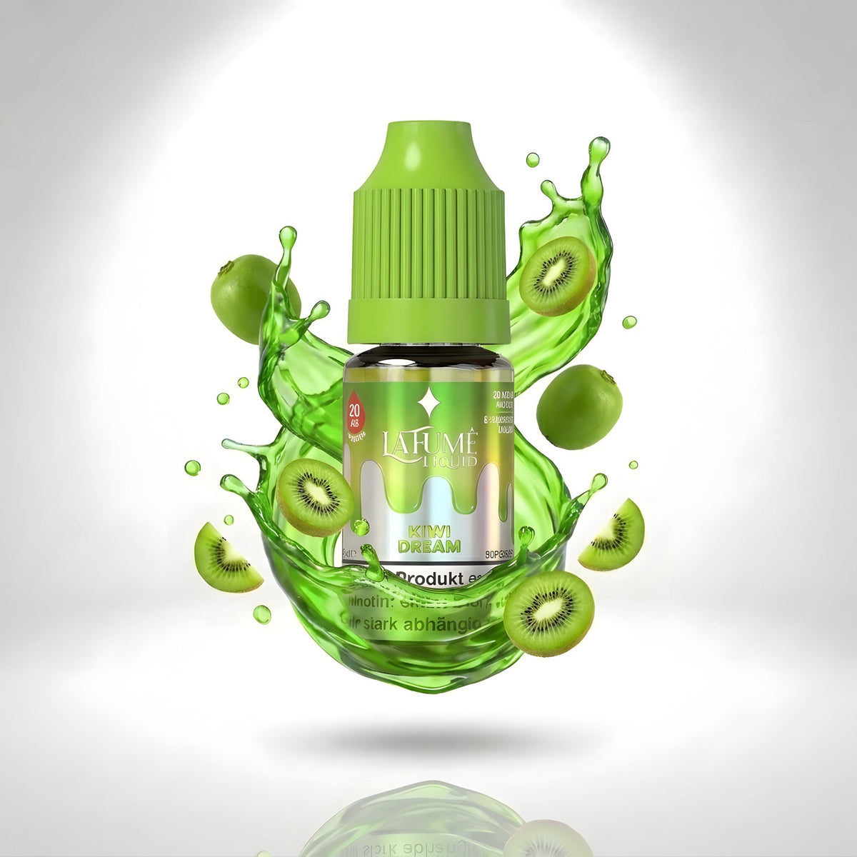 La Fume Liquid Kiwi Dream 20 mg/ml, Flasche im farbigen Flüssigkeitssplash