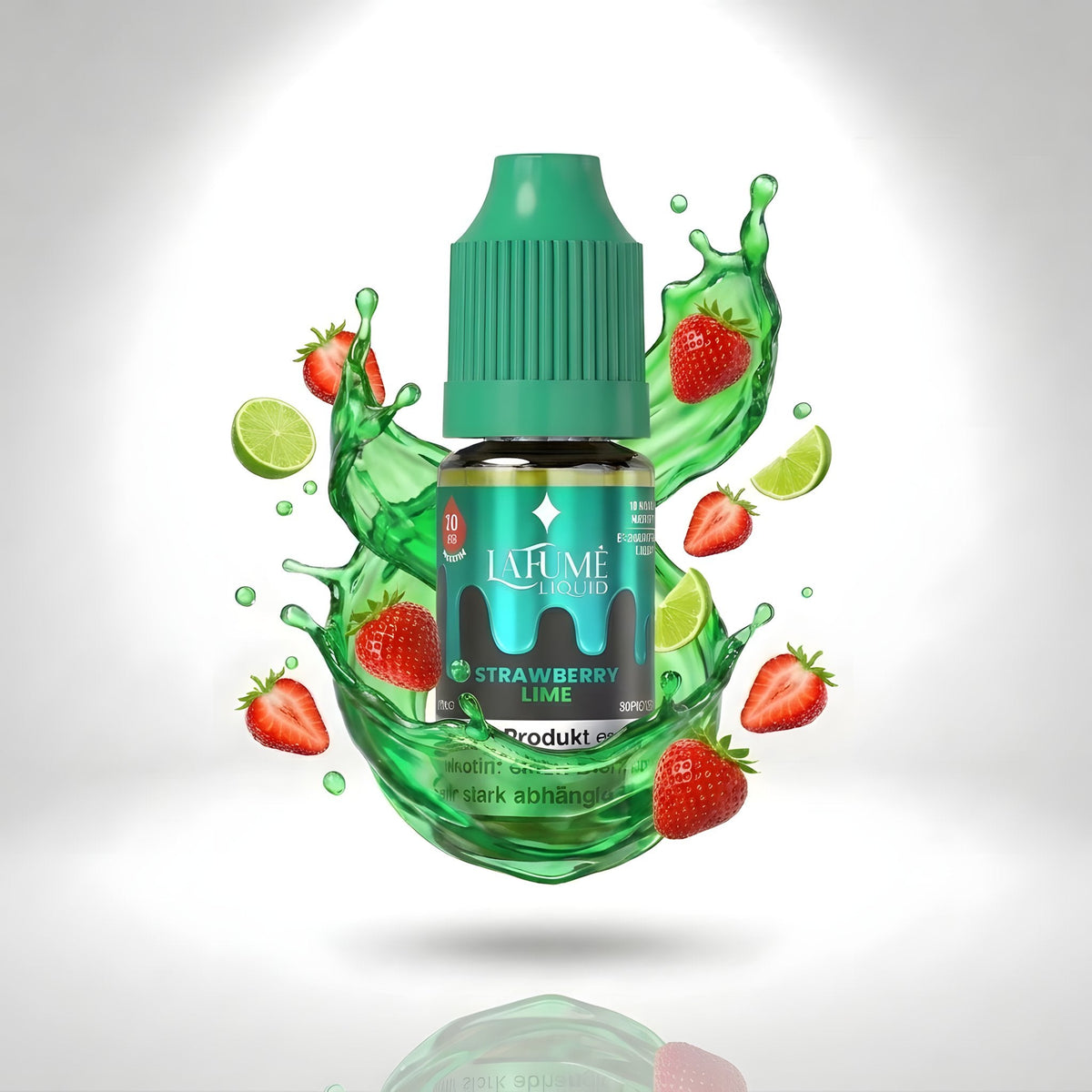 La Fume Liquid Strawberry Lime 10 mg/ml, Flasche im farbigen Flüssigkeitssplash