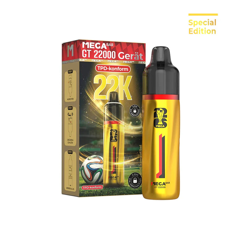 MEGABAR 22K Akku in der WM Edition Gold, 1.400 mAh, Basisgerät für 22K Pods