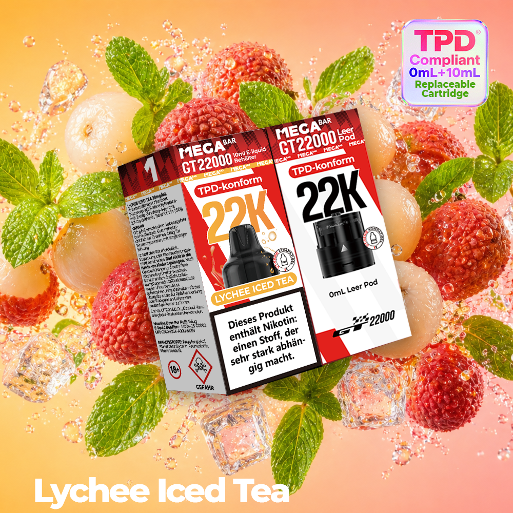 MEGABAR 22K Pod Lychee Iced Tea – Litschi Eistee für GT22000