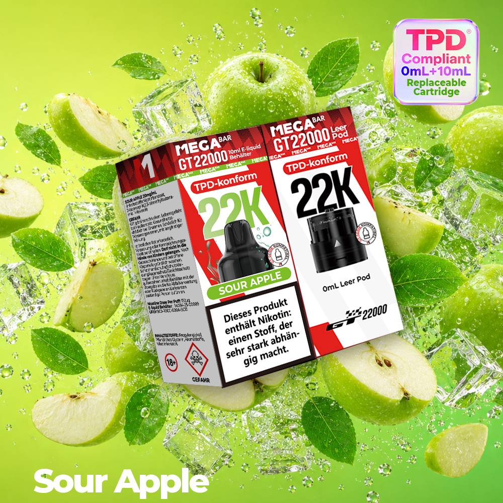 MEGABAR 22K Pod Sour Apple – Saurer Apfel Wechselpod für GT22000
