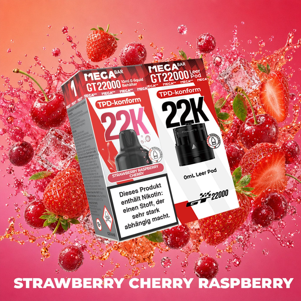 MEGABAR 22K Pod Strawberry Raspberry Cherry Wechselpod für GT22000