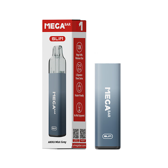 MEGABAR SLIM 12K Akkuträger in Mist Grey, 600 mAh