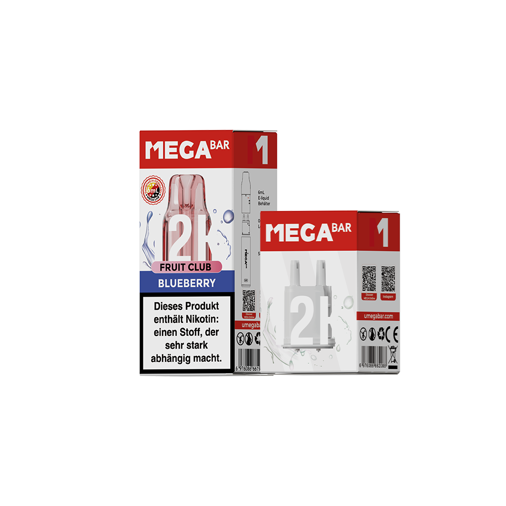 MEGABAR SLIM 12K Pod Blueberry mit 6-ml-Liquidbehälter und Leerpod