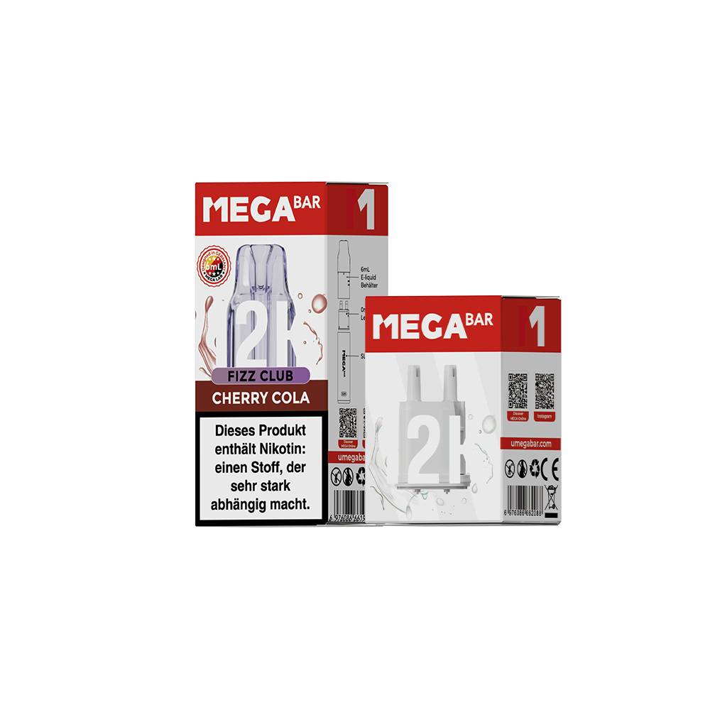 MEGABAR SLIM 12K Pod Cherry Cola mit 6-ml-Liquidbehälter und Leerpod