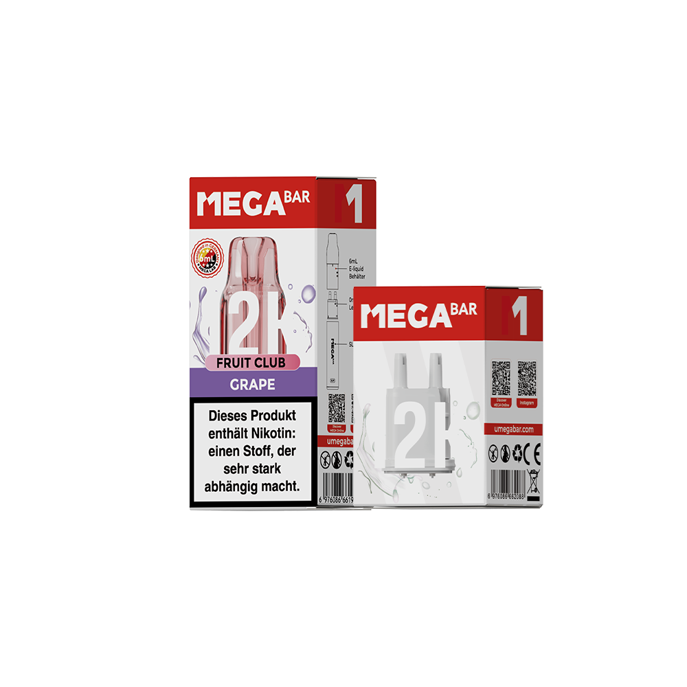 MEGABAR SLIM 12K Pod Grape mit 6-ml-Liquidbehälter und Leerpod