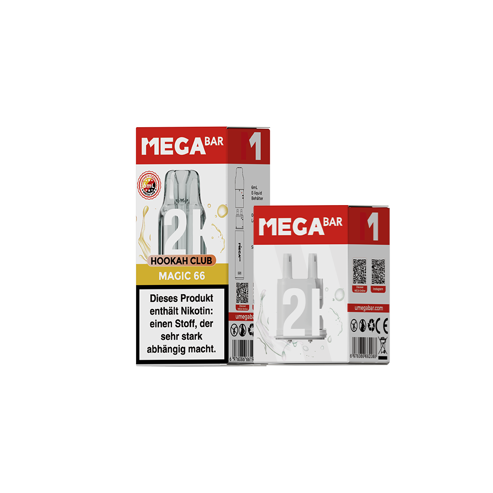 MEGABAR SLIM 12K Pod Magic 66 mit 6-ml-Liquidbehälter und Leerpod