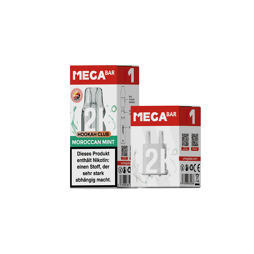 MEGABAR SLIM 12K Pod Moroccan Mint mit 6-ml-Liquidbehälter und Leerpod