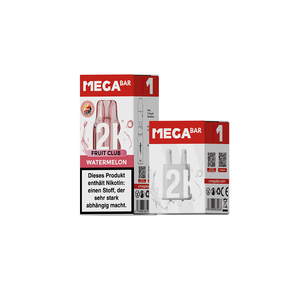 MEGABAR SLIM 12K Pod Watermelon mit 6-ml-Liquidbehälter und Leerpod