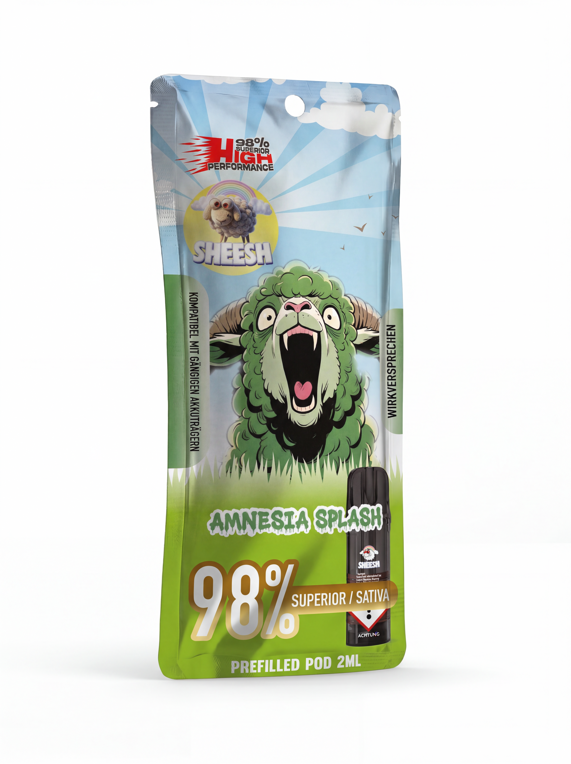 Sheesh H3 Superior Pod Amnesia Splash – 98% H3 Blend, 2ml, Sativa-Profil, nikotinfrei