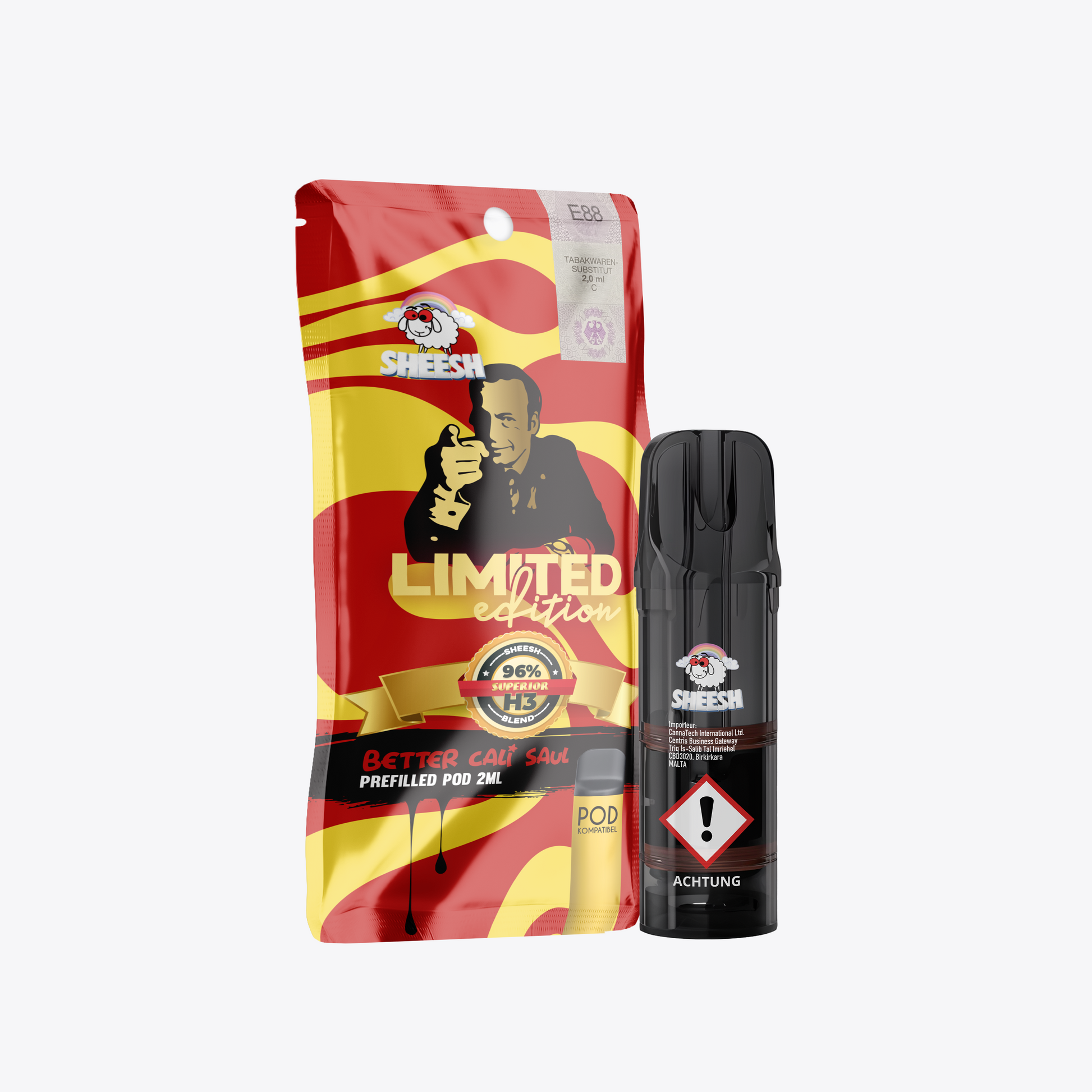 Sheesh H3 Superior Pod Better Cali Saul – 98% H3 Blend, 2ml, Sativa-Profil, nikotinfrei
