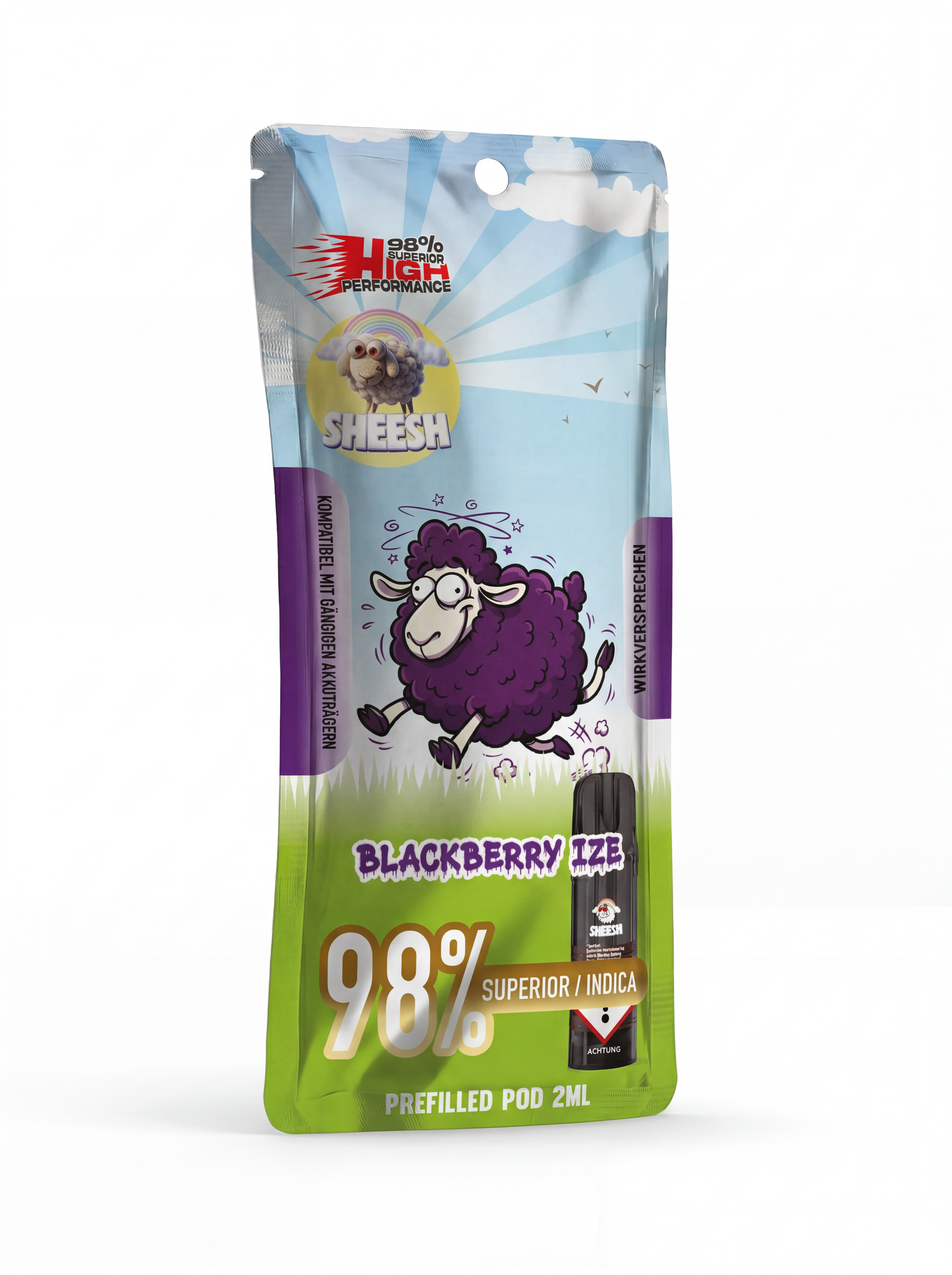 Sheesh H3 Superior Pod Blackberry Ize – 98% H3 Blend, 2ml, Hybrid-Profil, nikotinfrei