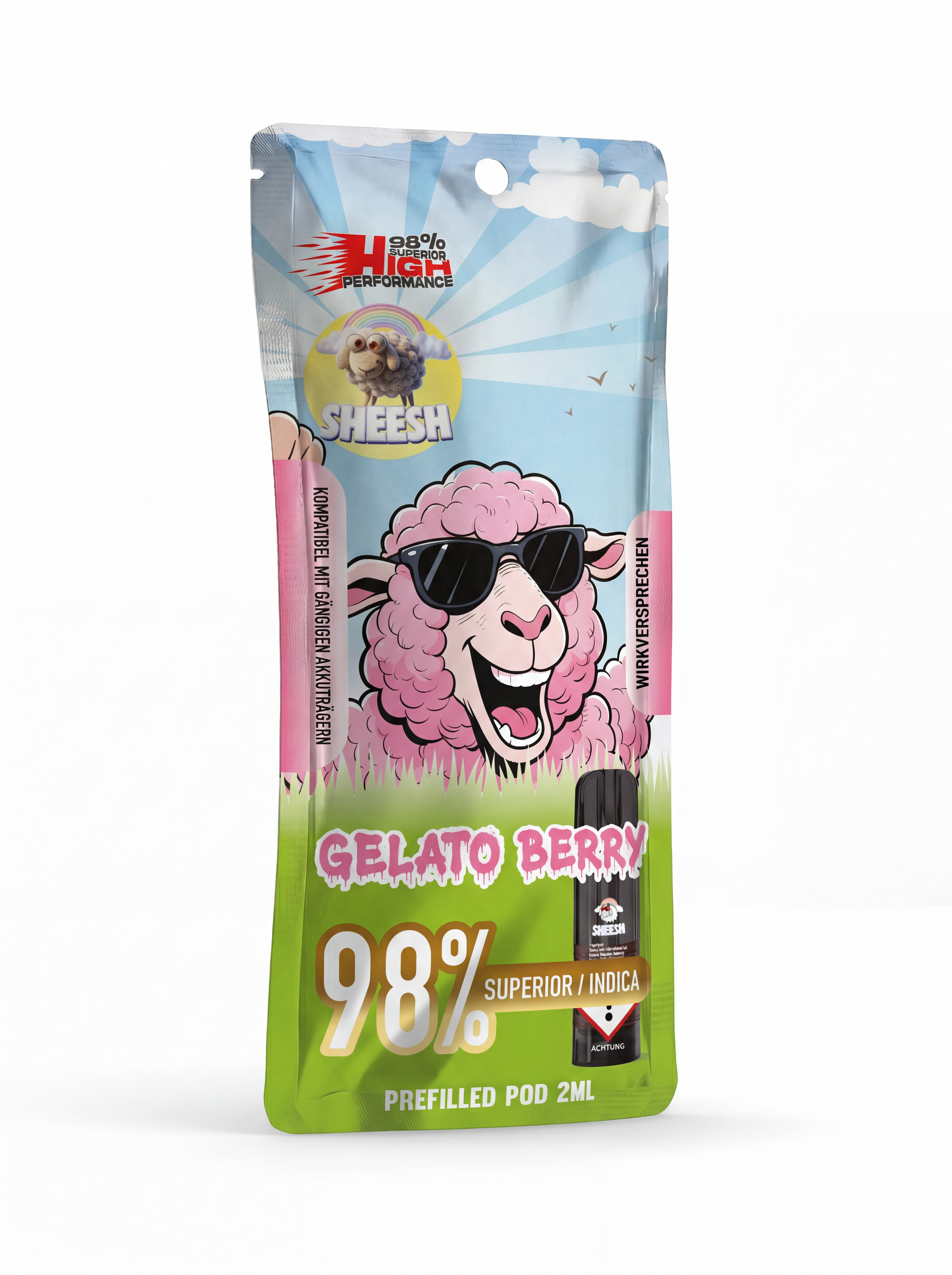 Sheesh H3 Superior Pod Gelato Berry – 98% H3 Blend, 2ml, Hybrid-Profil, nikotinfrei