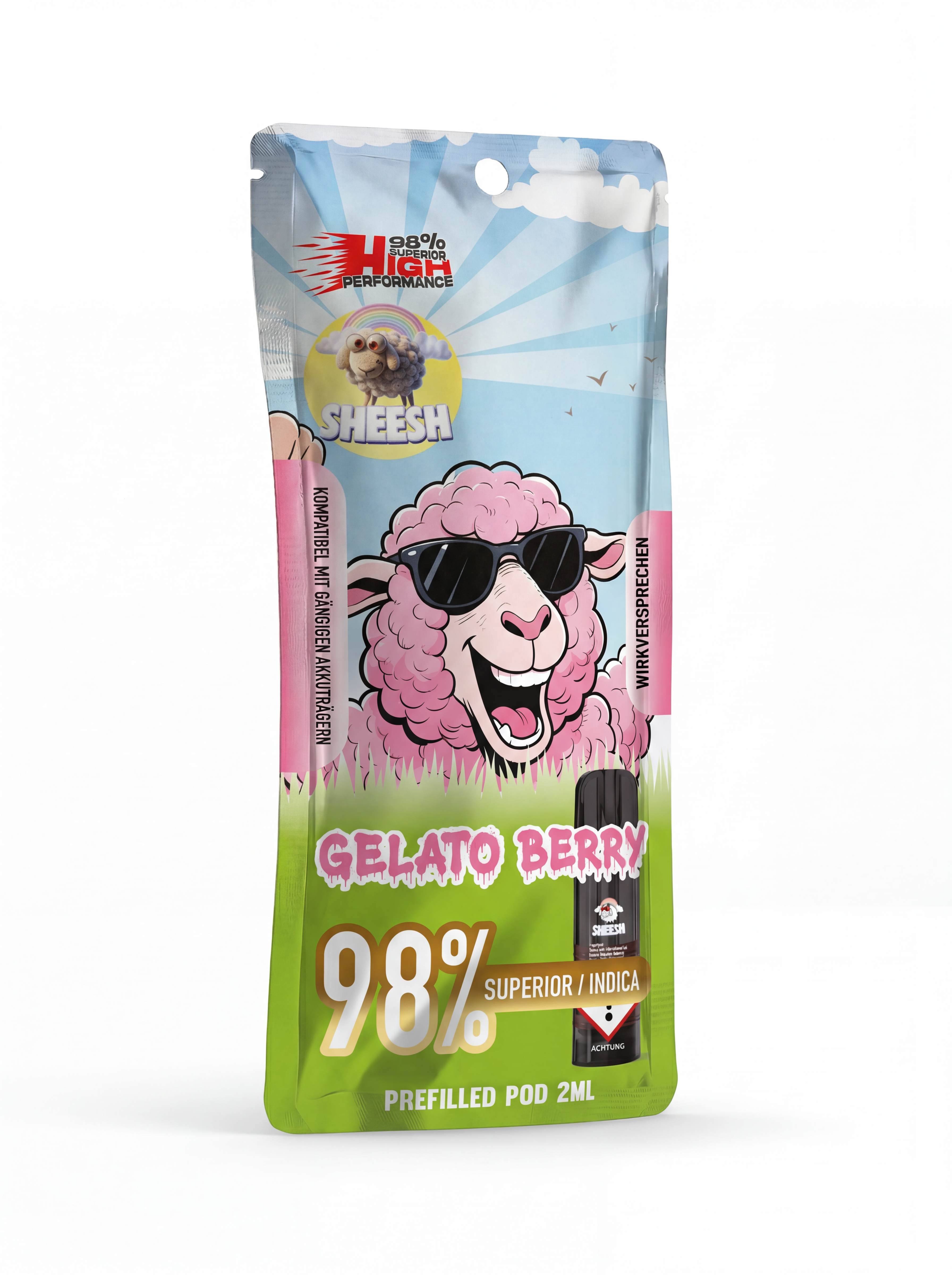 Sheesh H3 Superior Pod Gelato Berry – 98% H3 Blend, 2ml, Hybrid-Profil, nikotinfrei
