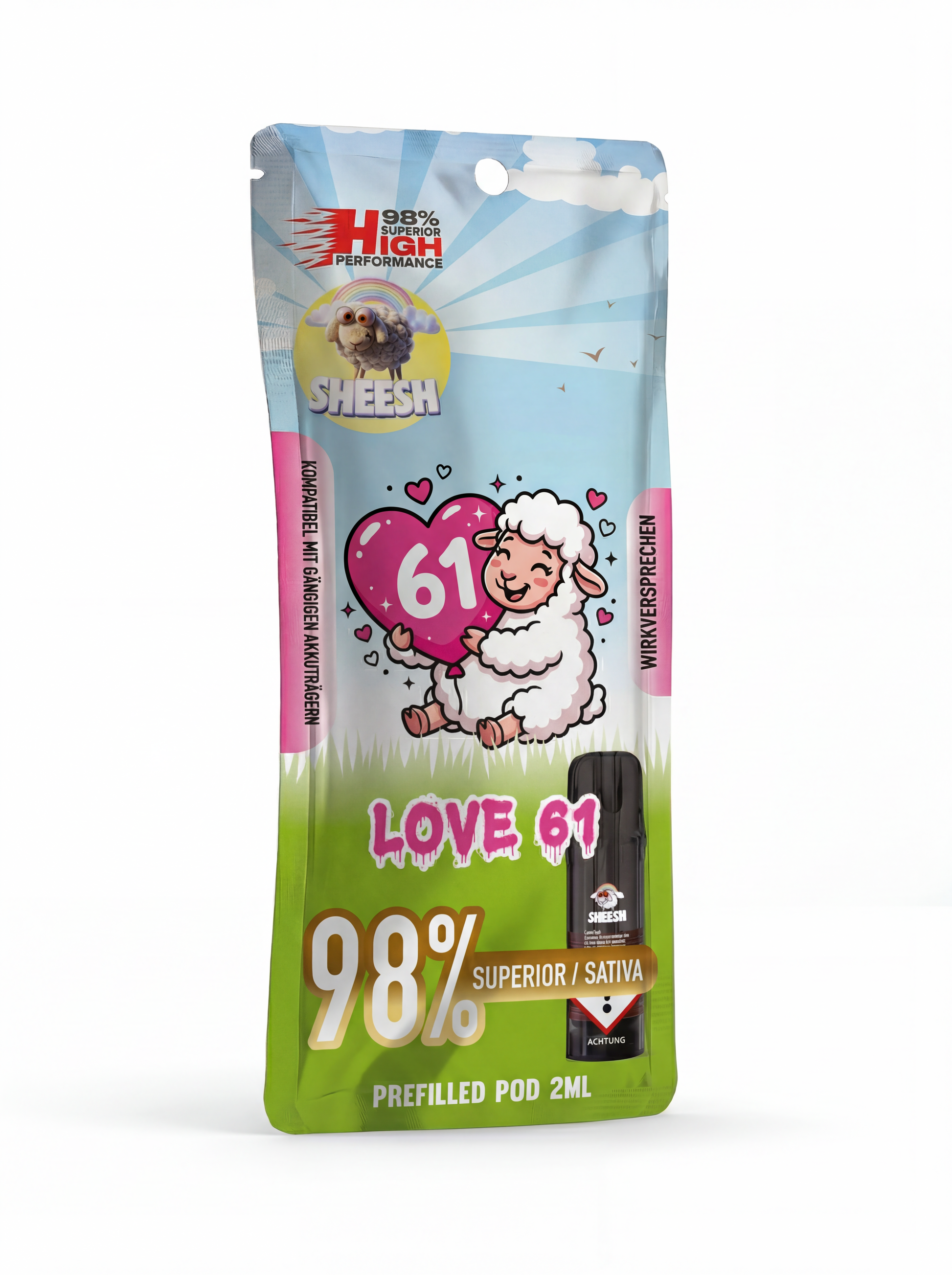 Sheesh H3 Superior Pod Love 61 – 98% H3 Blend, 2ml, Hybrid-Profil, nikotinfrei
