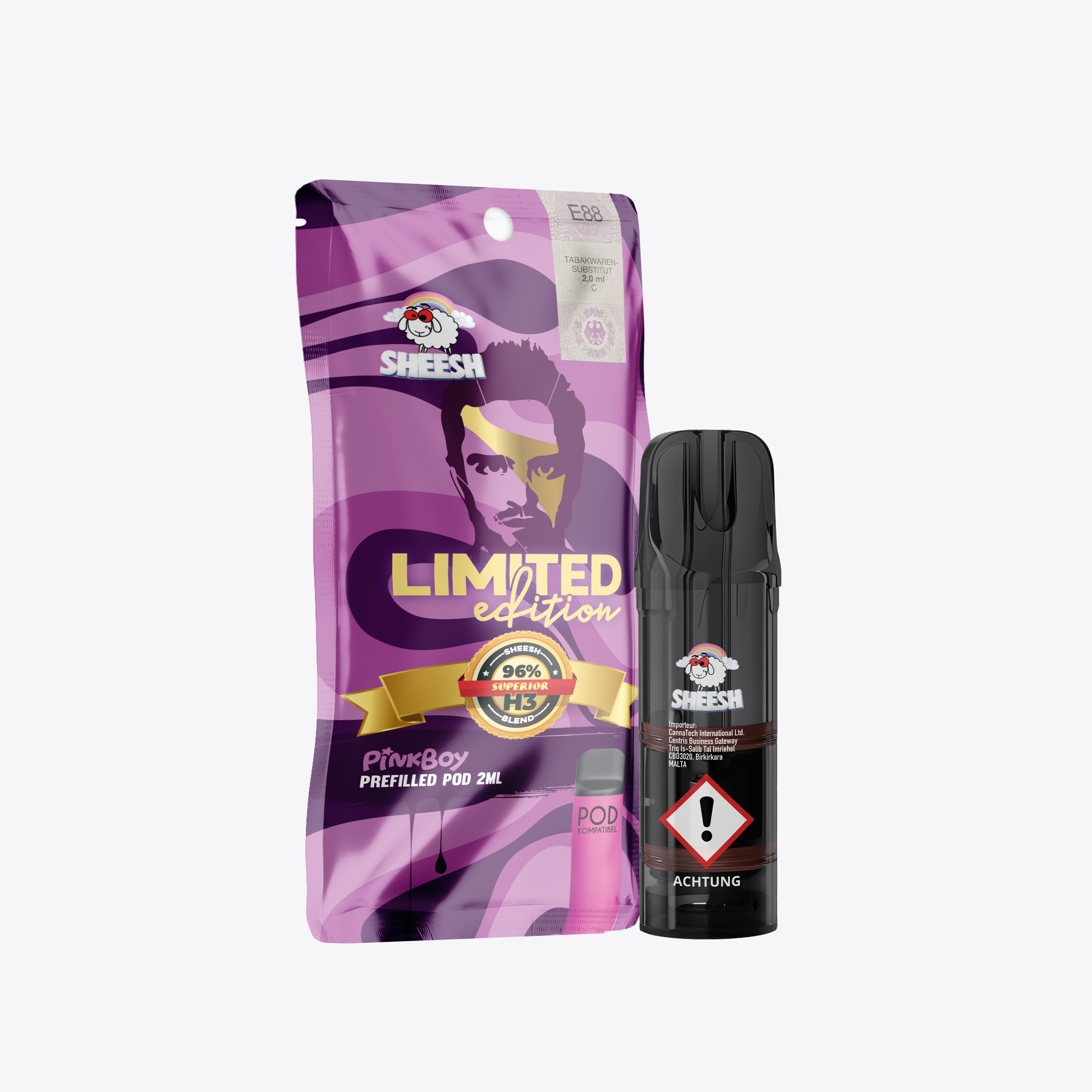 Sheesh H3 Superior Pod PinkBoy – 98% H3 Blend, 2ml, Indica-Profil, nikotinfrei
