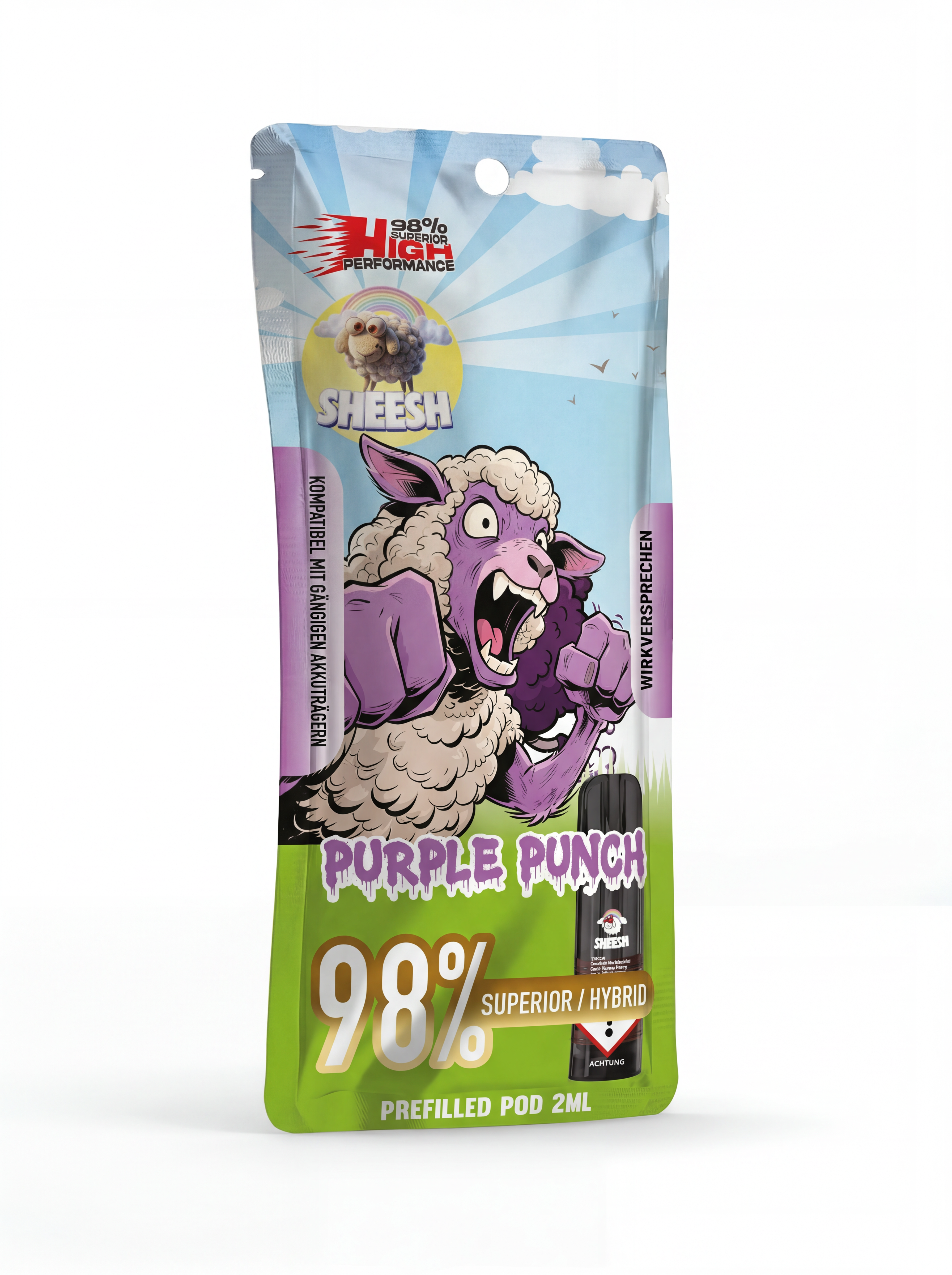 Sheesh H3 Superior Pod Purple Punch – 98% H3 Blend, 2ml, Indica-Profil, nikotinfrei