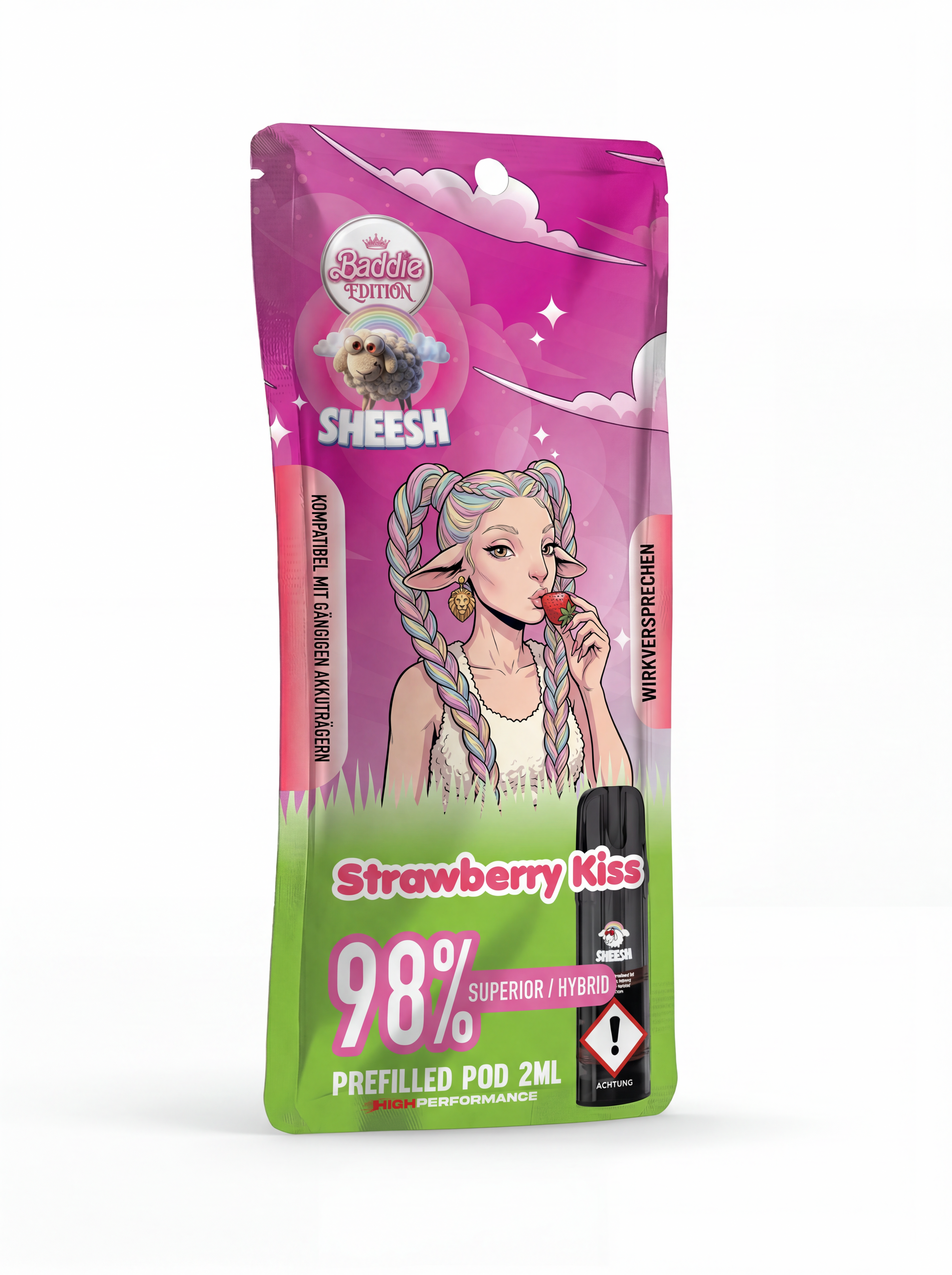 Sheesh H3 Superior Pod Strawberry Kiss – 98% H3 Blend, 2ml, Sativa-Profil, nikotinfrei