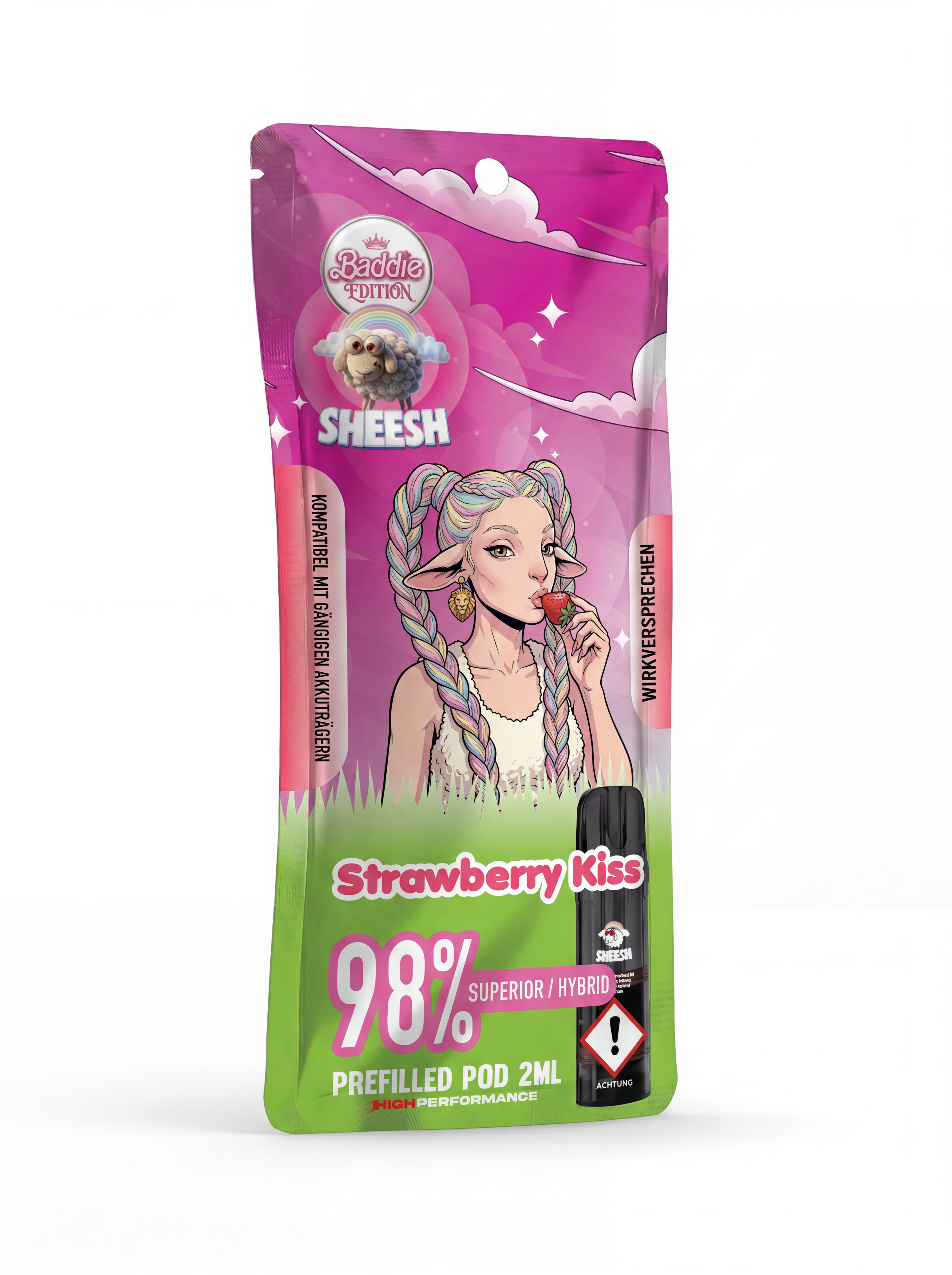 Sheesh H3 Superior Pod Strawberry Kiss – 98% H3 Blend, 2ml, Sativa-Profil, nikotinfrei