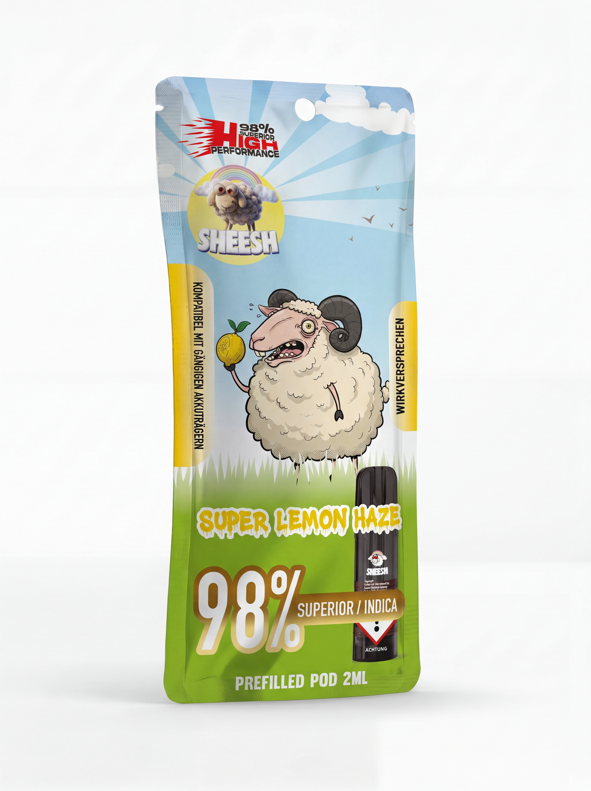 Sheesh H3 Superior Pod Super Lemon Haze – 98% H3 Blend, 2ml, Sativa-Profil, nikotinfrei