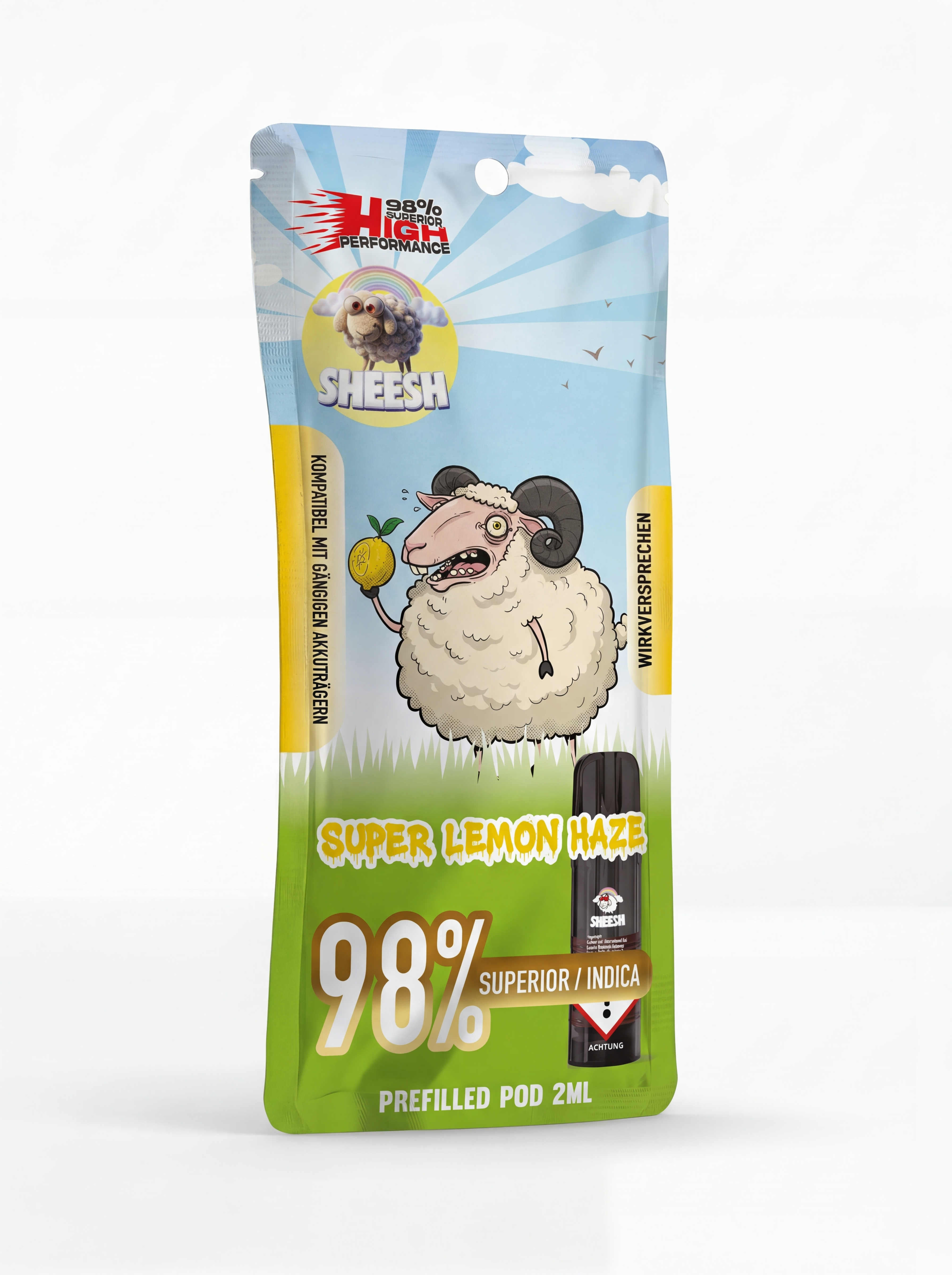 Sheesh H3 Superior Pod Super Lemon Haze – 98% H3 Blend, 2ml, Sativa-Profil, nikotinfrei