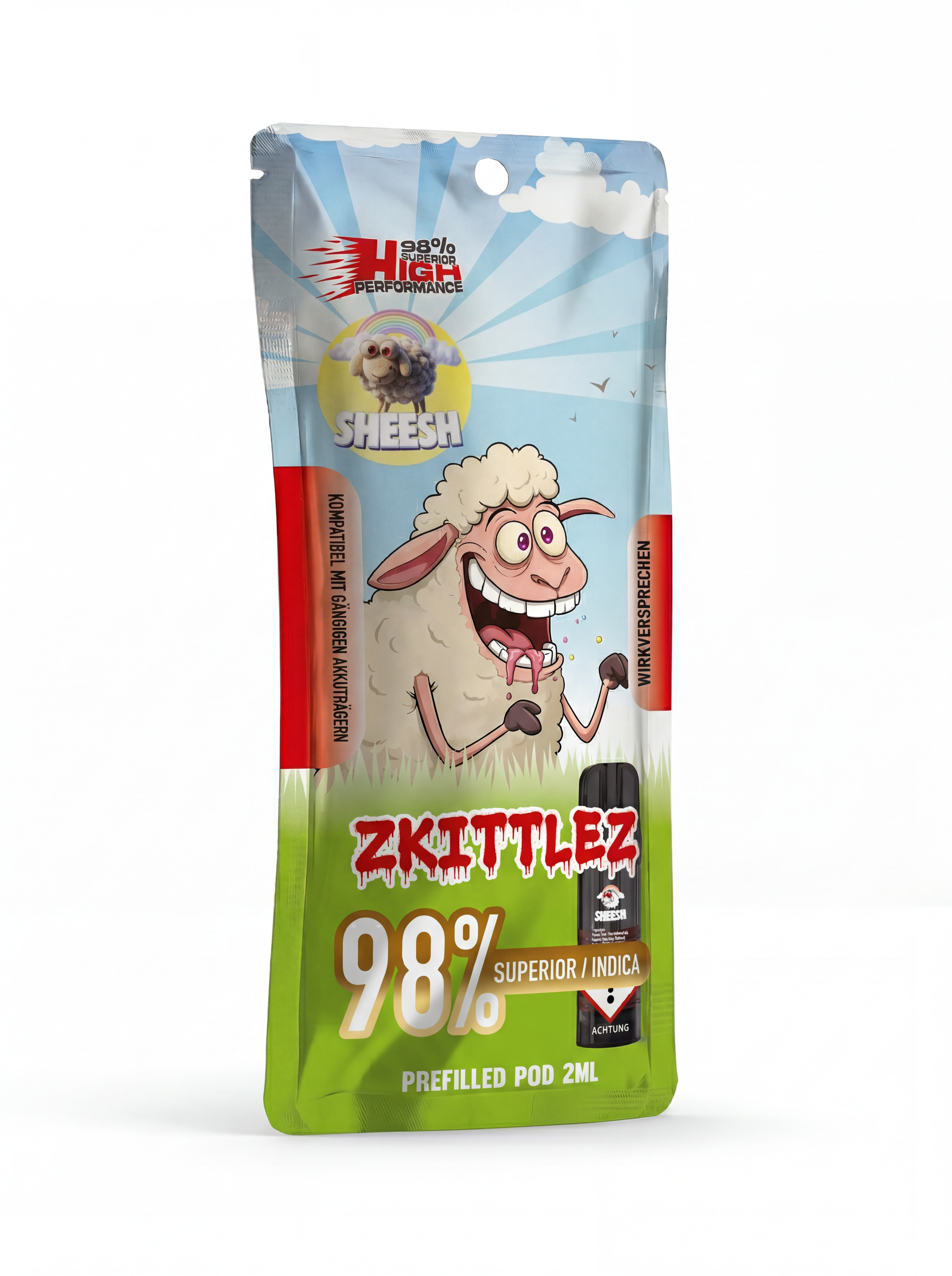 Sheesh H3 Superior Pod Zkittlez – 98% H3 Blend, 2ml, Indica-Profil, nikotinfrei