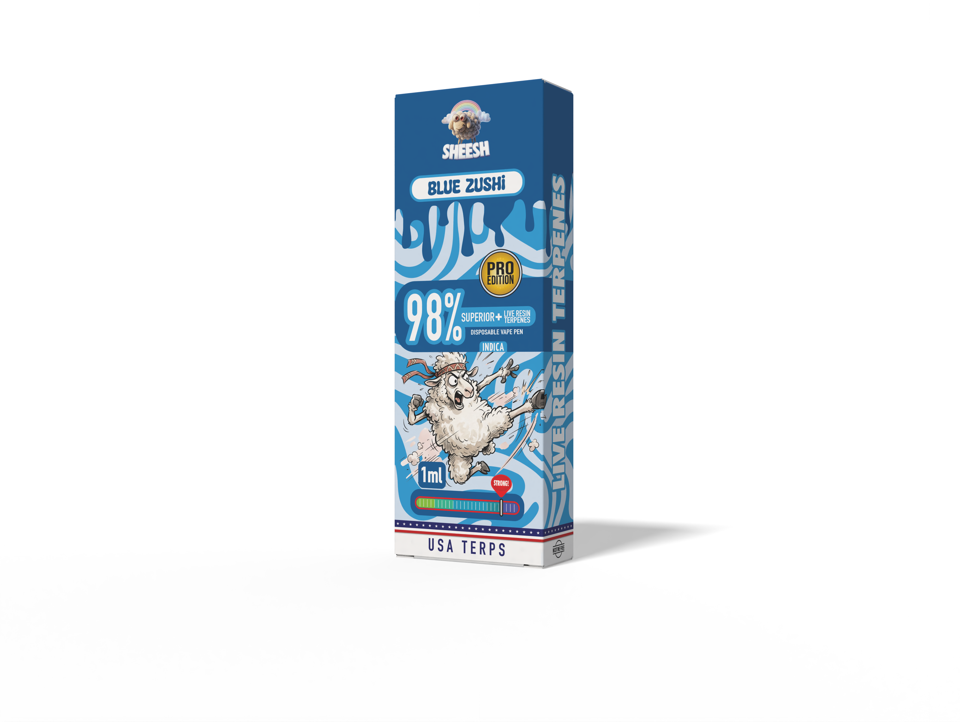 SHEESH Superior Pro Blue Zushi – Indica – 1ml Einweg Vape 98% Superior Blend