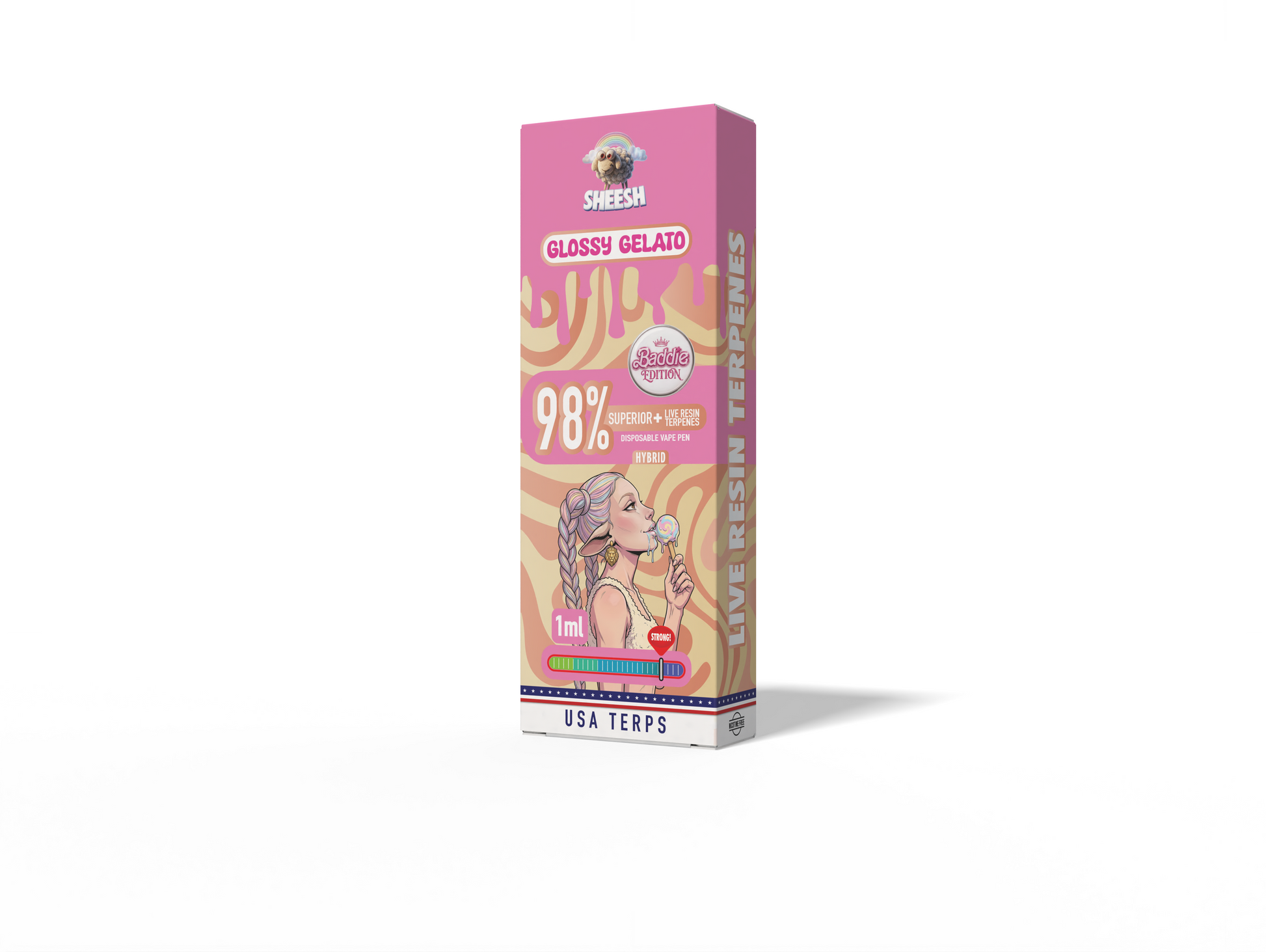 SHEESH Superior Vape Glossy Gelato – Hybrid – 1ml Einweg Vape 98% Superior Blend